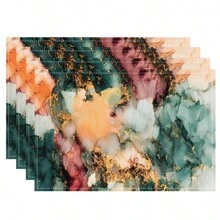 1/4/6/8/12 件亚麻餐桌垫，可水洗印花餐垫，表面保护垫，室内外餐桌垫，适用于节日派对、厨房餐桌装饰 - 彩色 - 查看 24