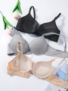 3Pcs/Set Girls Teen Girls Push Up Bra, Thin Padding Underwear, Comfortable And Breathable For Girls In The Developmental Period, Suitable For 13-15 Years