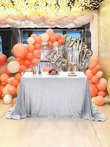 1 pezzo di tovaglia luccicante in oro/argento, copertura da tavolo metallica lucida per feste di compleanno, Ognissanti, matrimoni, decorazione di hotel, Natale - argento - Visualizzare 7