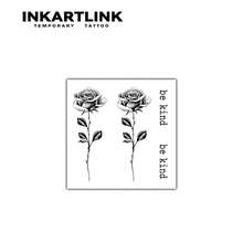 Non-Permanent Tattoo, 2pcs Rose Flower Temporary Tattoo Sticker Design, Fake Realistic Tattoo, Hand Back Semi-Permanent Waterproof Sweatproof Lasts 1-2 Weeks Body Sticker For Men,Spine Tattoo - 黑色 - 查看 3