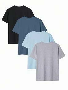 Bộ 4 áo thun thể thao tay ngắn màu trơn mùa hè cho nam - Nhiều màu - Xem 7