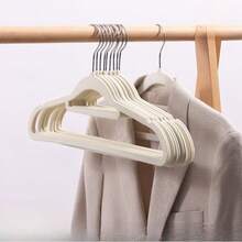 20pcs Flocked Plastic Non-Slip Hangers, Suitable For Clothes Storage, Transparent Clothes Hanging, Adult Clothes Hangers, No Hair Loss, Rotatable, Space-Saving Wardrobe