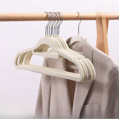 20个植绒塑料防滑衣架适用于衣物收纳透明挂衣成人衣架不掉毛可旋转节省衣柜空间