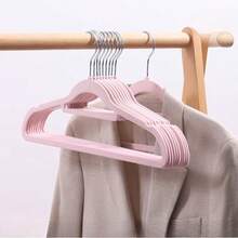 20pcs Flocked Plastic Non-Slip Hangers, Suitable For Clothes Storage, Transparent Clothes Hanging, Adult Clothes Hangers, No Hair Loss, Rotatable, Space-Saving Wardrobe