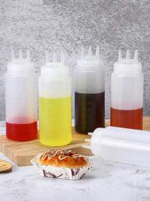 1/3pcs Triple Hole Squeeze Bottle For Sauces And Salads, Squeeze Sauce Bottle, Multi-Purpose Condiment Dispenser, Oil Vinegar Cruet For Kitchen Use, Seasoning Bottle, Pointed Mouth Plastic Bottle, Kitchen Utensils, Kitchen Supplies, Kitchen Stuffs,School Supplies