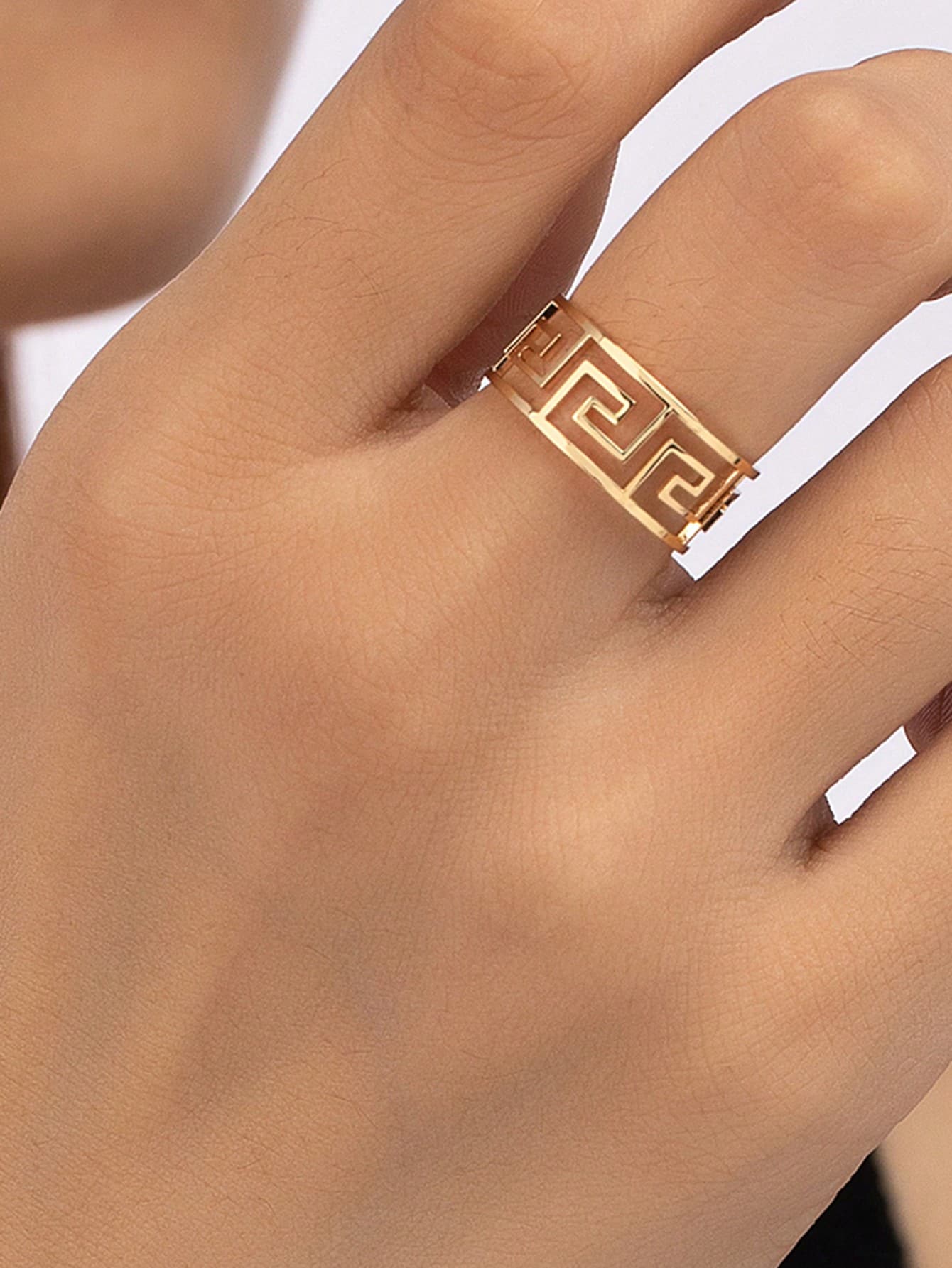 1 Stück modischer und vielseitiger geometrischer Cut Out Ring