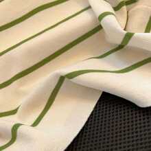 Summer Contrast Color Polo Collar Stripe Silk-Blend Short Sleeve T-Shirt With Zipper, Age-Reducing Top