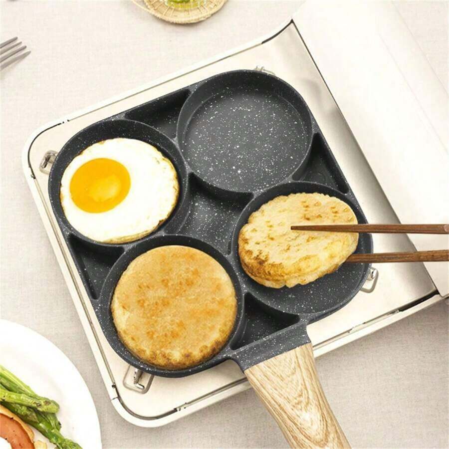 Nueva máquina para hamburguesas con huevo frito, sartén antiadherente de fondo plano pequeña para el hogar, sartén para hamburguesa de desayuno con huevo y panqueques, sartén para cuatro panqueques apta para cocina eléctrica y de gas universal