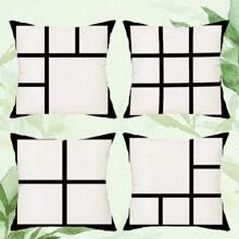 4pcs Set Modern Square Pattern Throw Pillow Covers, Soft & Skin-Friendly Polyester, Contemporary Style Home Decor For Living Room Sofa, 18"X18", Zippered Design - Inserts Not Included