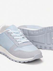 Flat Sole Sneakers With Tread, Versatile & Practical - Blue - View 4