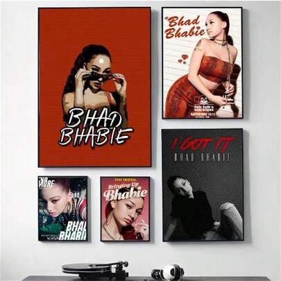 1 Pc Optional Frame Posters Wall Arts Pop Rapper B-Bhad B-Bhabie Poster HD Posters Home Room Bar Cafe Decor Art Wall Painting Picture ,Wall Art With Frame