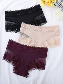 5pcs Mature & Charming Lace Patchwork Underwear, All Season - Multicolor - View 2