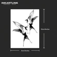 INKARTLINK 临时纹身技术 - 喜鹊纹身贴纸，逼真的假临时纹身贴纸，半永久手臂纹身，自然哑光效果，防水防汗，持续 1-2 周，适合女性 - 黑色 - 查看 5