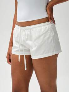 RRIVE Classic Striped Lounge Shorts With Adjustable Drawstring Waist Soft Breathable Fabric Lightweight Summer Bottoms For Casual Vacation Daily Outfits Summer Spring Outfits Vocation Outfits - 白色 - 查看 1