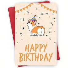 1/2/5/10 张可爱的柯基犬生日贺卡，非常适合爱狗人士发送给家人、朋友和同事 - 生日快乐卡 - 彩色 - 查看 6