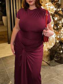 女士夏季短袖系带绷带裹身长裙紧身性感派对连衣裙