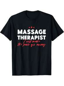 Camiseta con frase "Masaje terapéutico: Haz que el dolor desaparezca" - Negro - Ver 1