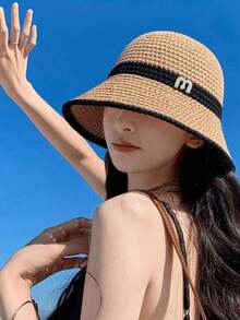 1 件女士纯色休闲渔夫帽，简约休闲优雅外观，时尚百搭透气遮阳帽，适合户外活动和日常穿着 - 彩色 - 查看 3