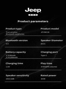 JEEP EW130 Fones de ouvido sem fio com clipe de ouvido e controle por toque para chamadas HD com microfone Fones de ouvido esportivos