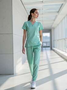 Uniforme Quirúrgico  Mujer Cómodo Alta Calidad Tela antifluidos Elastico Colorido Filipinas Set Dos Piezas Jareta - verde menta - Ver 1