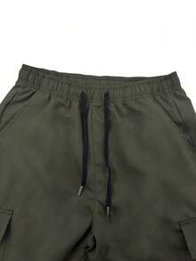 Pantalon de travail outdoor pour hommes de couleur unie, à poches multiples, pantalon décontracté simple, pantalon vert, avec taille élastique à cordon, à porter au printemps et en automne. Un bon cadeau pour votre mari et votre petit-ami. - Vert - Voir 4