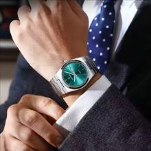 1 PIEZA Reloj de pulsera para hombre, escala de barras, manecillas luminosas, esfera redonda multifuncional con calendario dual, visualización en inglés del día de la semana, fecha y función de calendario, correa de acero inoxidable 316, estilo deportivo sencillo al aire libre, cierre de mariposa, superficie de espejo reforzada con mineral - Multicolor - Ver 7