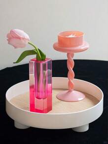 1/2pcs Pink Spiral Art Candle Holders - Handcrafted Bohemian Style Romantic Wedding Home Decor, Elegant Curvy Design With Sturdy Base, Creating Cozy Ambiance For Anniversary/Dinner Table Centerpiece
