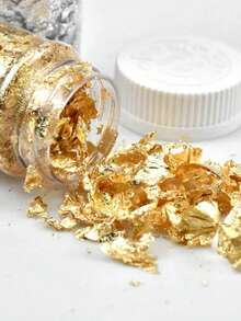 1 件 2 克金箔装饰，金色闪亮设计，金箔五彩纸屑和不对称亮片，用于美甲，3D 闪光装饰 - 金色 - 查看 6