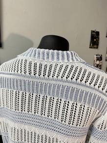 Polo shirt en tricot rayé ajouré pour homme