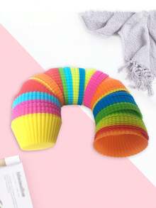 2/6/12/24件可重复使用硅胶蛋糕杯垫、松饼杯、烘焙模具、烘焙工具、厨房小工具、厨房配件、家用厨具 - 彩色 - 查看 6