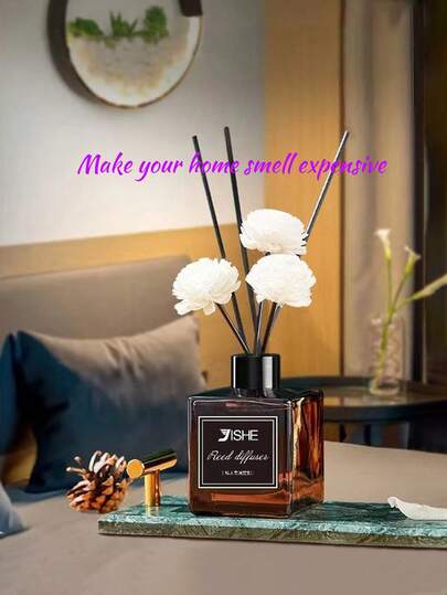 1瓶浪漫香氛精油，1.69盎司藤条扩香精油，薰衣草、桃子、沉香和檀香混合香氛，家居及卧室空气清新剂，藤条扩香器，办公室及家居装饰，除臭香氛，送给女朋友的香氛礼物