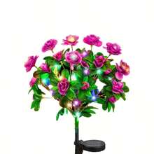 户外太阳能花园灯，4 盏装杜鹃花 LED 路径灯，塑料半嵌入式太阳能装饰灯桩，节能开关控制嵌入式照明，带灯罩，无遥控器，母亲节园艺礼物 - 多色灯 - 彩色 - 查看 13