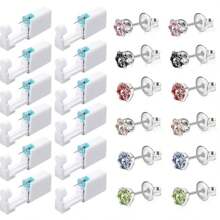 Set de 12 piezas de perforador de oreja desechable con pendientes incorporados, herramienta y accesorios para embellecer los oídos, fácil de usar
