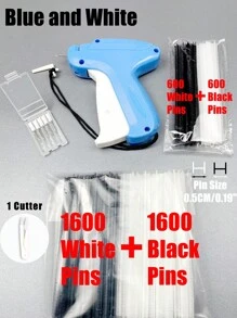 1 Set Handheld Quick Clothing Fixer Fine Tagging Gun For Clothes With 1600 White Fasteners And 1600 Black Pins,No Need To Replace Needle,Mini Stitch Gun Sewing Heming Quilting Tag Gun