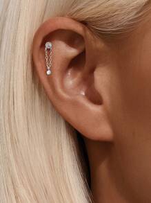 1 Peça Brinco Pequeno Marquise de Prata 925 Sterling com Bola Colorida, de Costas Planas, Declaração, Piercing de Cartilagem Hélix, Joias Finas para Uso Diário, Casamento, Festa, Noivado, Aniversário, Dia dos Namorados