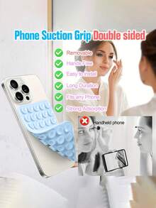 حامل هاتف سيليكون قابل لإعادة الاستخدام ذو وجهين بكوب شفط، لعبة لأطراف الأصابع ذاتية اللصق، متوافق مع أنواع الهواتف المختلفة، حامل هاتف للمرآة/الحمام لتسجيل الفيديو والسيلفي، مناسب أيضًا للمكياج والرياضة والحمام والسيارة والمطبخ (يناسب أغلفة الهواتف الملساء والأسطح الملساء)
