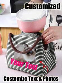 1Pc Custom Personalized Lunch Box Bag, Picnic Bag Fridge Bag Cooler Lunch Box,Thermal Insulation Lunch Bag With Built-In Waterproof Refrigerated Ice Pack And Large Capacity Commuting Storage Bag, Personalized Customized Gift