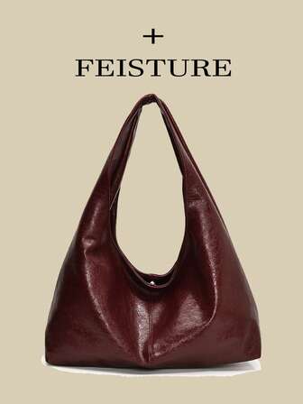 1pc FEISTURE Plus Size Daily Commute Shoulder Bag, PU Material Fashion Large Capacity Tote Bag, Magnetic Closure, Suitable For Girls, Ladies, College Students, Career Starters And White-Collar Workers, Ideal For Work, Business, Commuting, School