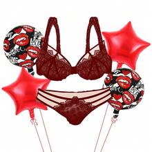 Zestaw 6 sztuk/zestaw balonów dekoracyjnych na pojedyncze przyjęcie, zawiera balony foliowe w kształcie serca z motywem bielizny, odpowiednie na Walentynki, zaręczyny, wieczór panieński, rocznicę ślubu, pojedynczą dekorację przyjęcia