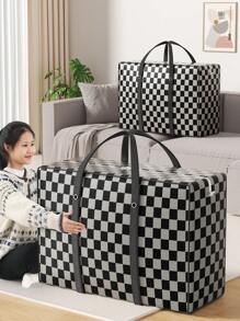 1 pièce Sac de voyage noir, sac de rangement de vêtements grande capacité, sac de rangement de couette, sac de rangement pliable, sac d'emballage pour déménagement, sac de rangement de vêtements, sac de rangement saisonnier, poignée renforcée à double fermeture éclair pour le déménagement, sac de rangement divers, accessoires de stockage pour déménagement