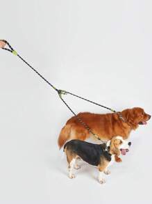 1pc Nylon Material 2-Way Glow-In-The-Dark Pet Leash, Double-Ended Dog Walking Leash Frees Up Hands For Jogging & Walking, Suitable For 2 Pets