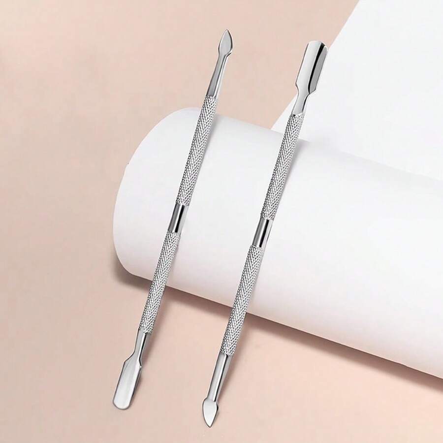 2pcs/Set Stainless Steel Cuticle Nipper & Pusher, Manicure Tool Kit