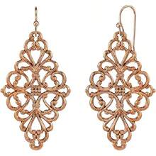 1928 Jewelry Drop & Dangle Earrings (1 Pair) - 1928 Jewelry Rose Gold-Tone Filigree Diamond Drop Earrings - View 1