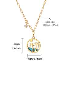 1 PC Hollow Mountain Sea Wave Pendant Necklaces For Women Gold Color Chain Collar Necklaces 2025 New Wedding Couple Jewelry Gifts(The Stone Pendant On The Chain Is Random In Size And Color)