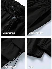 SANOPY Men's Loose Overalls Fashion Casual Parachute Pants Street Style Loose Harem Jogging Pants Cuffed Pants - màu đen - Xem 6