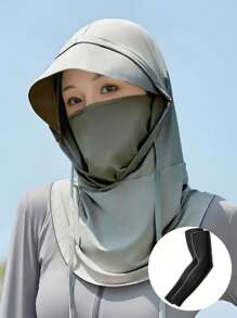 1 Piece Face Mask, Hat, & Arm Sleeve Set, Neck Protective Gear For Outdoor Activities Like Hiking, Climbing, Fishing, Cycling Ski Masks
