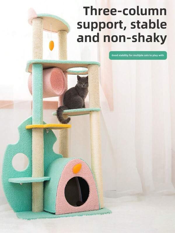 1pc Large Cat Scratching Post With Sisal Rope, Cat Climbing Tree, Cat Furniture