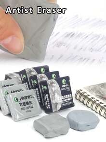 1 件揉捏艺术家橡皮擦，用于素描的软橡胶绘图橡皮擦，适合青少年和成人的美术用品，非研磨材料，柔韧的质地，适合修正和褪色回到学校 - 彩色 - 查看 2