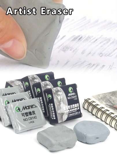 1Pc Kneading Artist Eraser, Soft Rubber Drawing Eraser For Sketching, Art Supplies Suitable For Teenagers And Adults, Non-Abrasive Material, Flexible Texture, Suitable For Correction And Fading Back To School