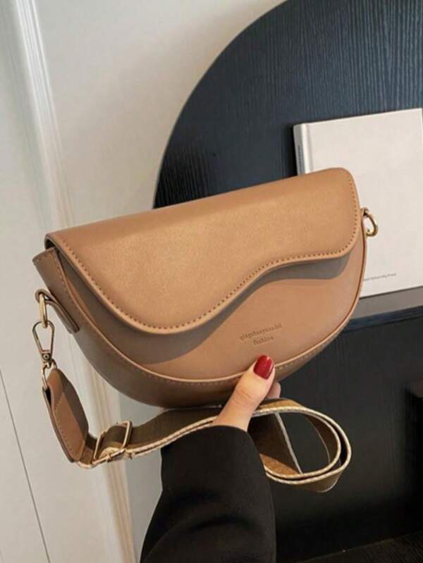 Bolsa de Ombro Vintage Estilo Saco para Mulheres, Bolsa Tipo Satchel com Alça Larga Tipo Sela, Bolsa Versátil
